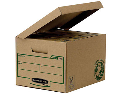CAIXA PARA ARQUIVO MORTO FELLOWES EM CARTAO RECICLADO CAPACIDADE 4 CAIXAS DE ARQUIVO 80 MM 269X340X400 MM