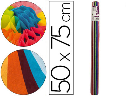ROLO DE PAPEL SEDA LIDERPAPEL 12 CORES SORTIDOS 17GR DE 24 FOLHAS 50X75CM