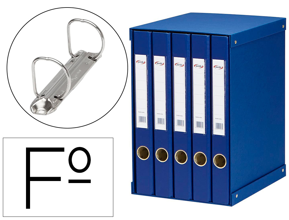 MODULO DE 5 PASTAS DE ARQUIVO PARDO FOLIO 2 ANEIS 25 MM AZUL 350X230X300 MM