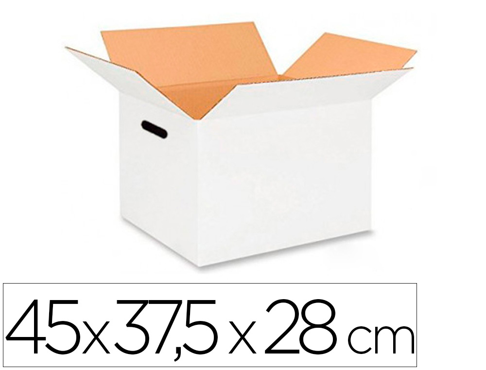 CAIXA PARA EMBALAR Q-CONNECT ANONIMA BRANCA COM ASAS DUPLO CANAL 450X280 MM