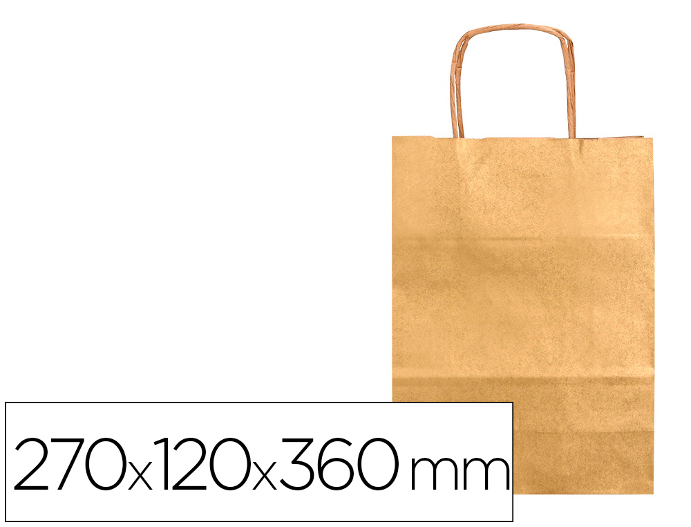 SACO DE PAPEL Q-CONNECT KRAFT OURO ASA RETORCIDA 270X120X360 MM