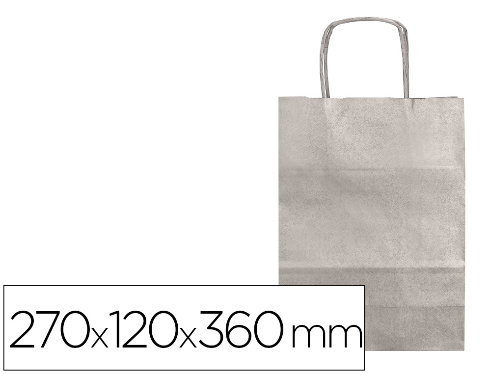 SACO DE PAPEL Q-CONNECT KRAFT PRATA ASA RETORCIDA 270X120X360 MM