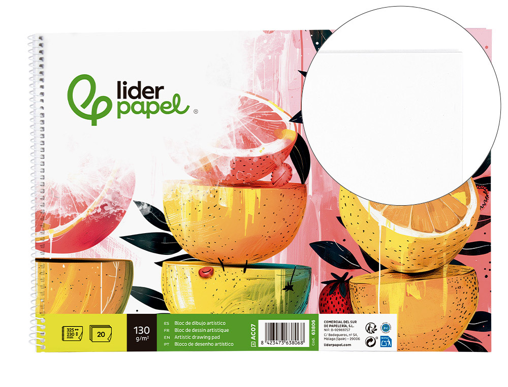 BLOCO DE DESENHO LIDERPAPEL ARTISTICO ESPIRAL 230X325MM 20 FOLHAS 130GR SEM CAIXA SEM MICROPERFURADO