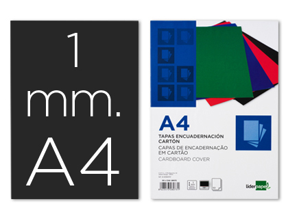 CAPA DE ENCADERNACAO LIDERPAPEL CARTAO DIN A4 1 MM PRETA PACK DE 50 UNIDADES