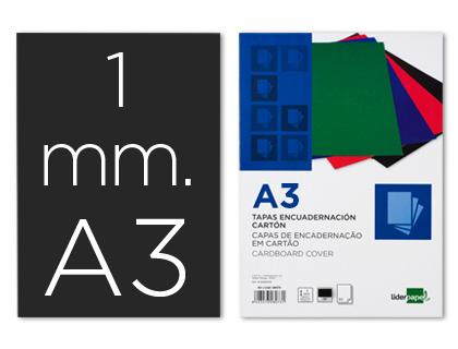 CAPA DE ENCADERNACAO LIDERPAPEL CARTAO DIN A3 1 MM PRETA PACK DE 50 UNIDADES