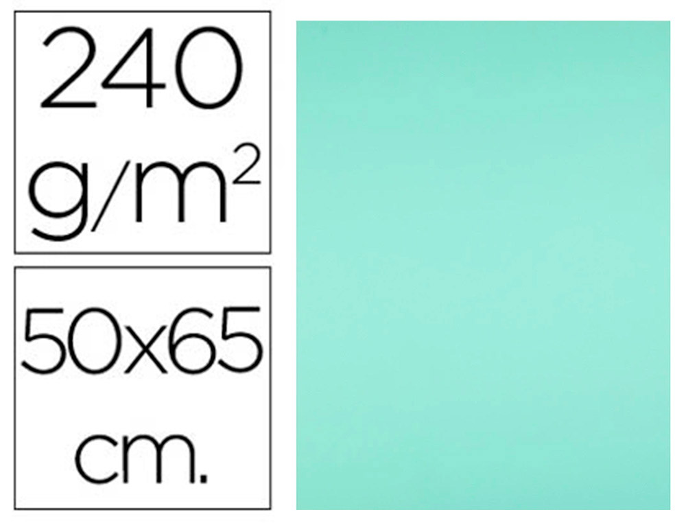 CARTOLINA LIDERPAPEL 50X65 CM 240 GR VERDE PACK DE 25 UNIDADES