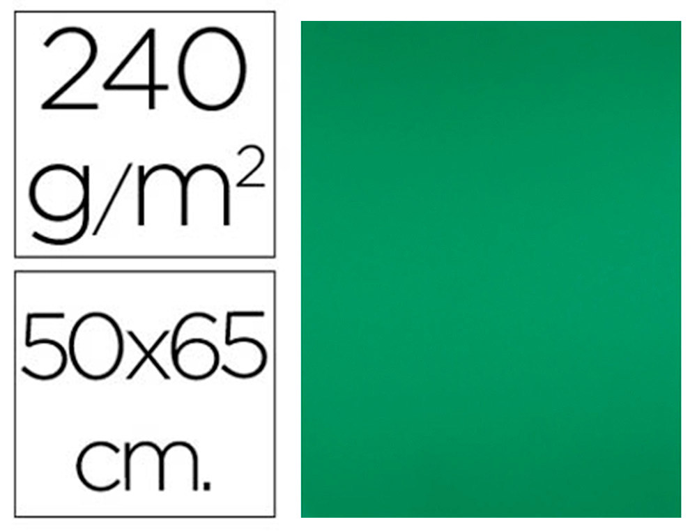 CARTOLINA LIDERPAPEL 50X65 CM 240 GR VERDE NATAL PACK DE 25 UNIDADES