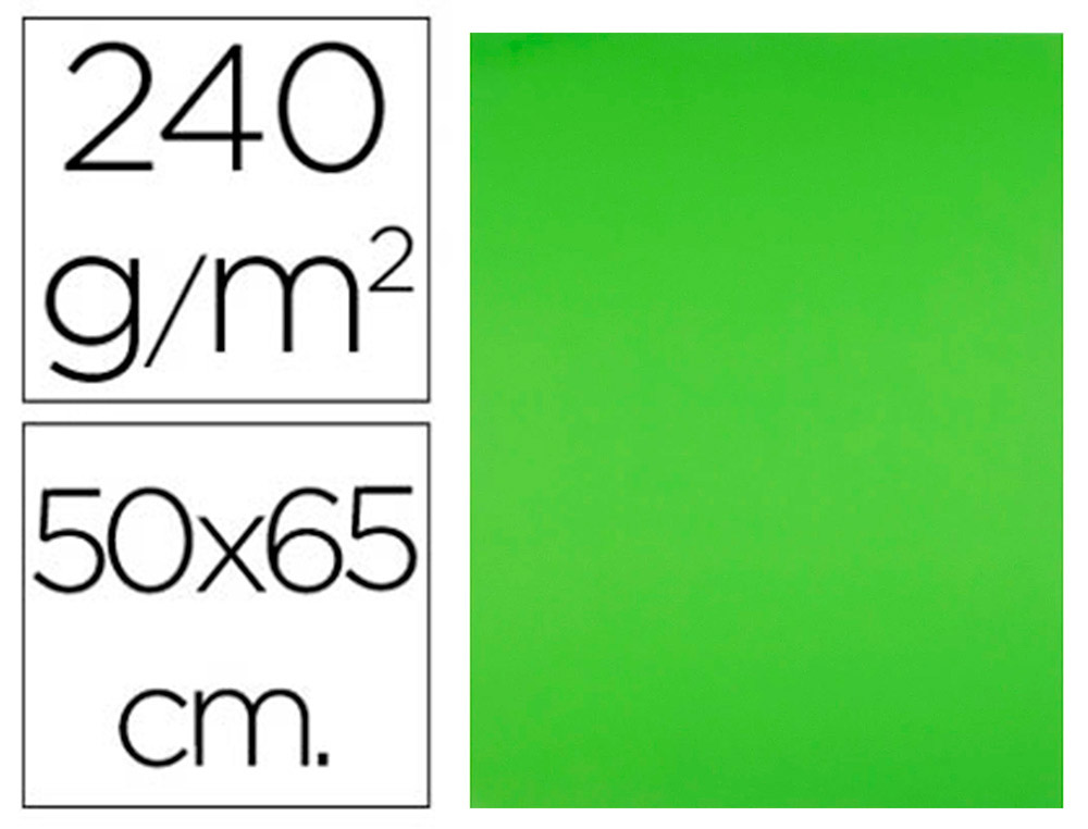 CARTOLINA LIDERPAPEL 50X65 CM 240 GR VERDE ERVA PACK DE 25 UNIDADES