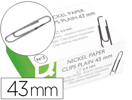 CLIPS NIQUELADOS Q-CONNECT LABIADO - N.3 43 MM CAIXA DE 100 UNIDADES