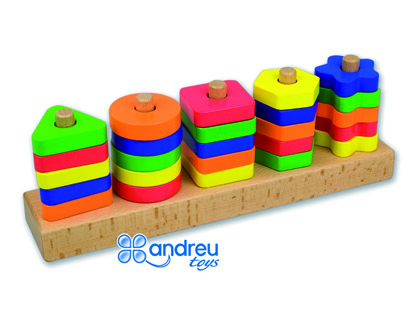 JOGO ANDREUTOYS MANIPULACAO 25 PECAS GEOMETRICAS + 12 MODELOS DUPLA FACE 32,8X19,2X7,1 CM