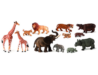 JOGO MINILAND ANIMAIS DA SELVA COM CRIAS 12 FIGURAS