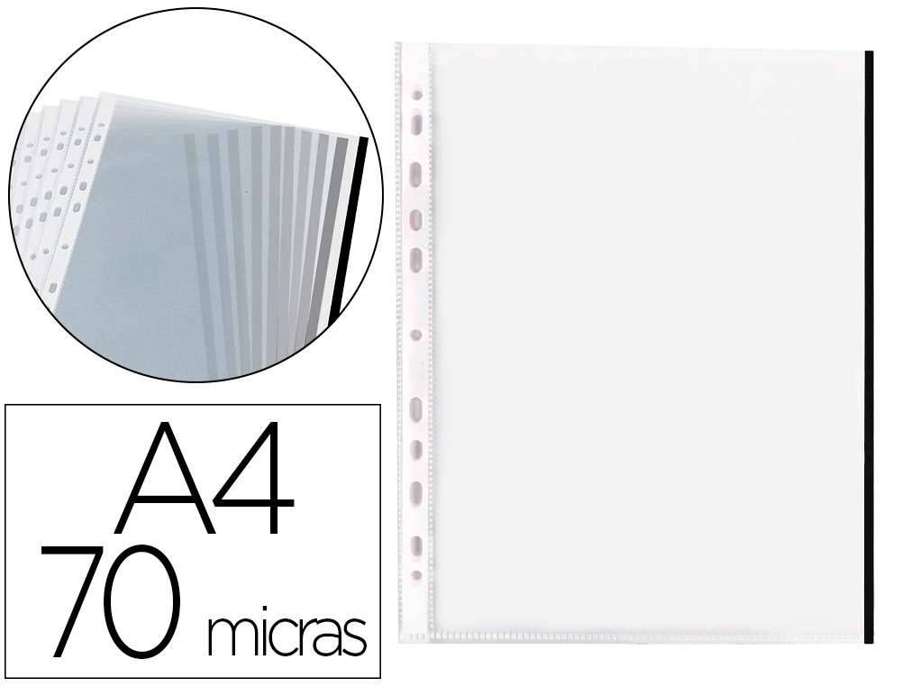 BOLSA CATALOGO/MICA Q-CONNECT DIN A4 70 MICRONS PP CRISTAL COM BORDA PRETA BOLSA DE 10 UNIDADES