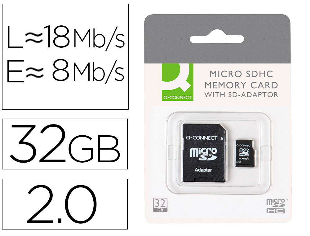 CARTAO DE MEMORIA SD MICRO Q-CONNECT FLASH 32 GB CLASSE 6 COM ADAPTADOR