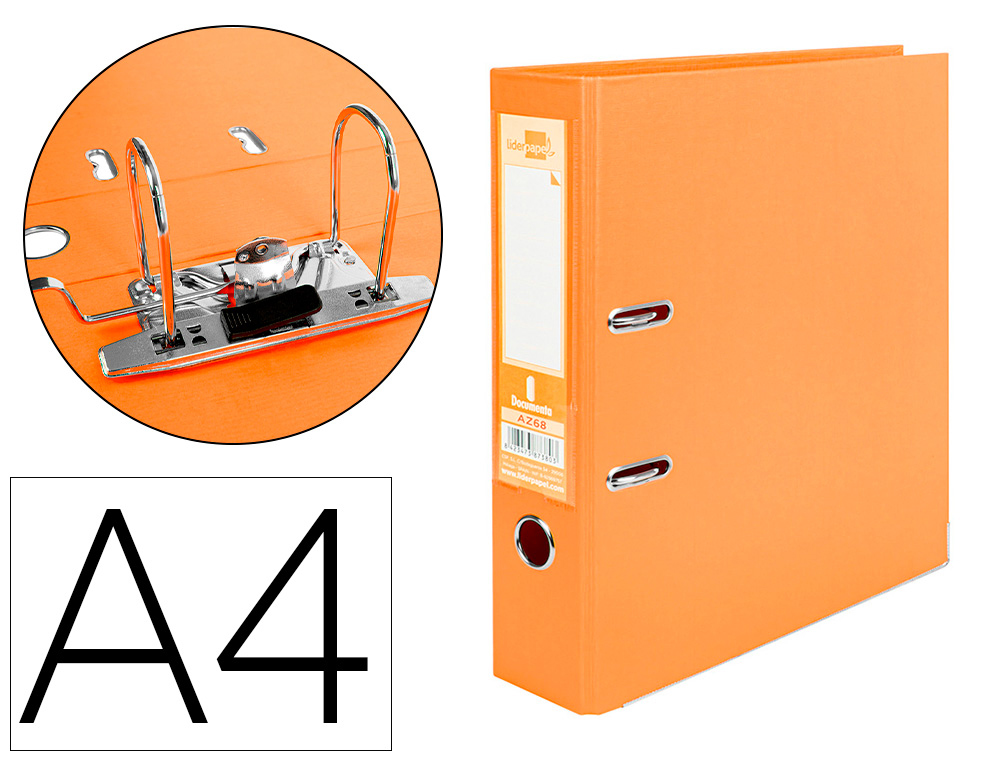 PASTA DE ARQUIVO DE ALAVANCA LIDERPAPEL DOCUMENTA PVC DIN A4 LOMBADA 75 MM LARANJA