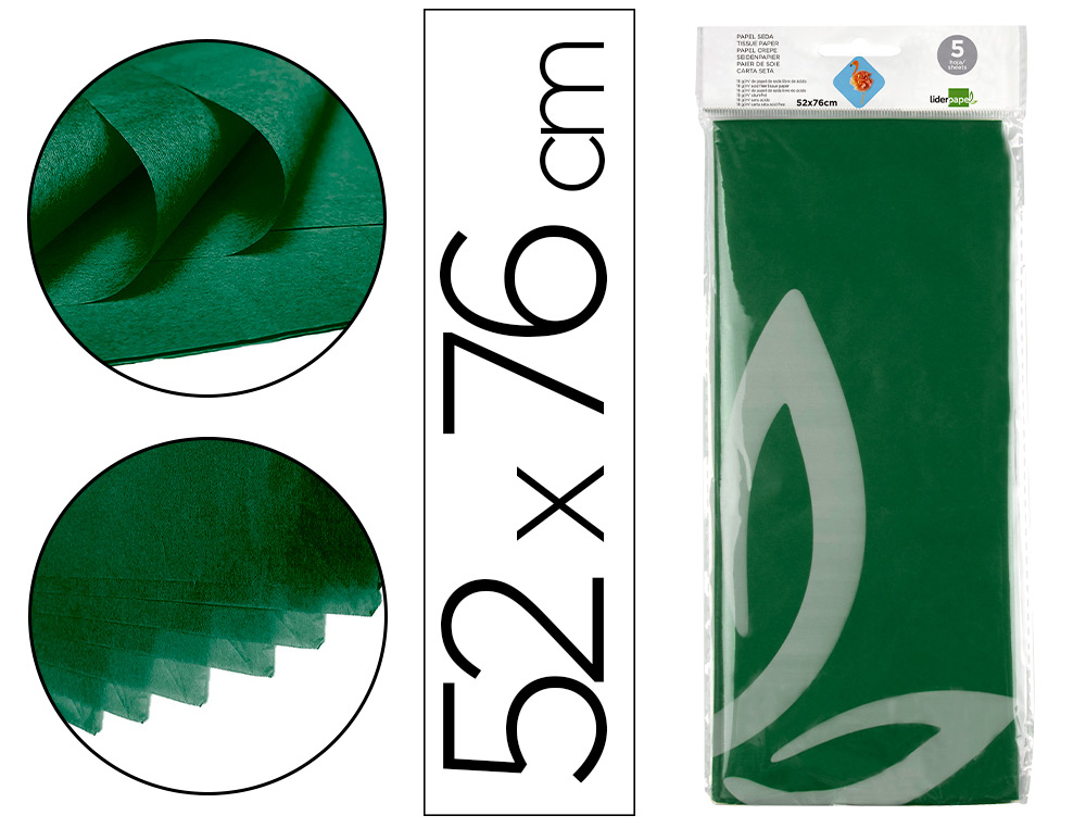 PAPEL SEDA LIDERPAPEL 52 X 76 CM 18 GR VERDE ESCURO