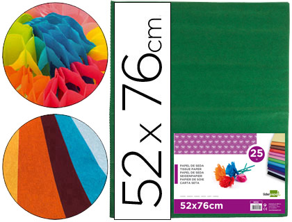 PAPEL SEDA LIDERPAPEL 52 X 76 CM 18 GR VERDE ESCURO EMBALAGEM DE 25 FOLHAS