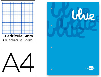 RECARGA COLADA LIDERPAPEL QUADRICULA DE 5 MM AZUL A4 NATURAL 100 FOLHAS 100 G/M2