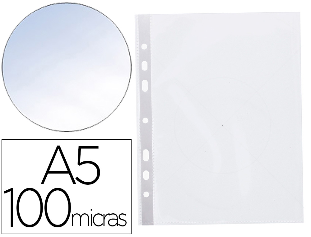 BOLSA CATALOGO/MICA Q-CONNECT DIN A5 100 MICRONS CRISTAL 6 FUROS