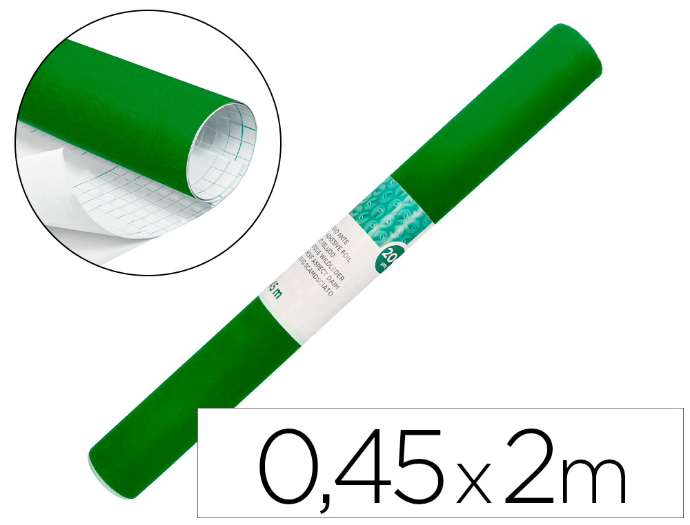 ROLO ADESIVO LIDERPAPEL VELUDO VERDE ROLO DE 0,45 X 2 MT