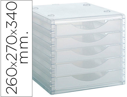 BLOCO CLASSIFICADOR DE SECRETARIA ARCHIVO 2000 EMPILHAVELS 5 GAVETAS TRANSPARENTE TRANSLUCIDO 260X270X340 MM