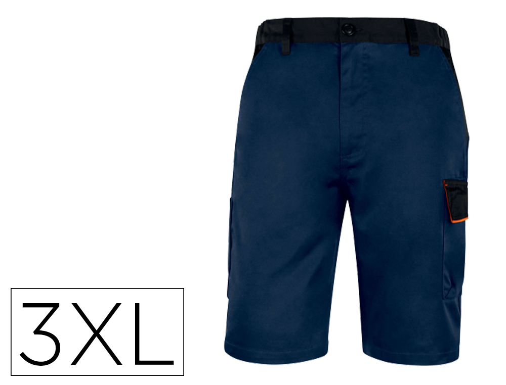 BERMUDA DELTAPLUS COM CINTURA AJUSTAVEL E 5 BOLSOS COR AZUL-LARANJA TAMANHO XXXL