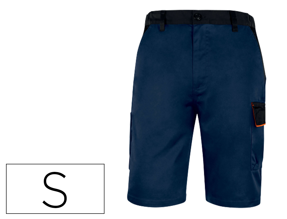 BERMUDA DELTAPLUS COM CINTURA AJUSTAVEL E 5 BOLSOS COR AZUL-LARANJA TAMANHO S