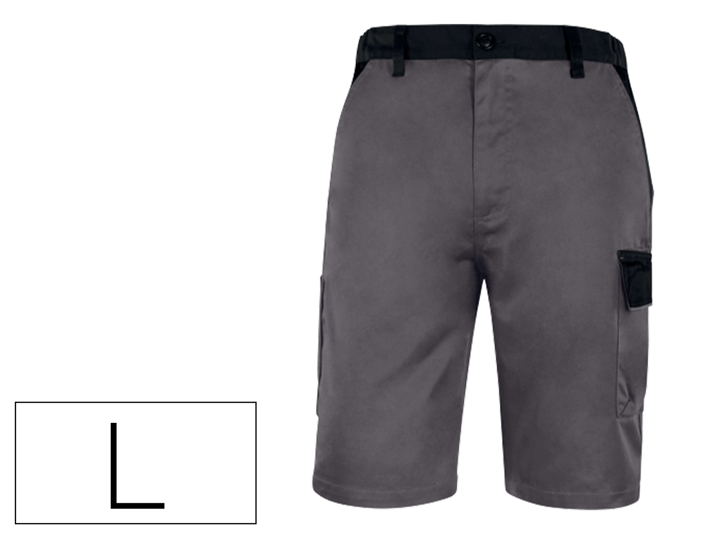 BERMUDA DELTAPLUS COM CINTURA AJUSTAVEL E 5 BOLSOS COR CINZA-VERDE TAMANHO L