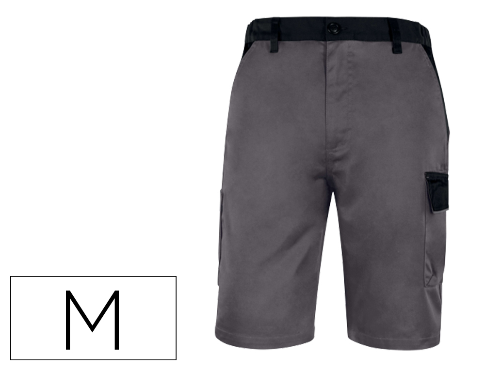 BERMUDA DELTAPLUS COM CINTURA AJUSTAVEL E 5 BOLSOS COR CINZA-VERDE TAMANHO M