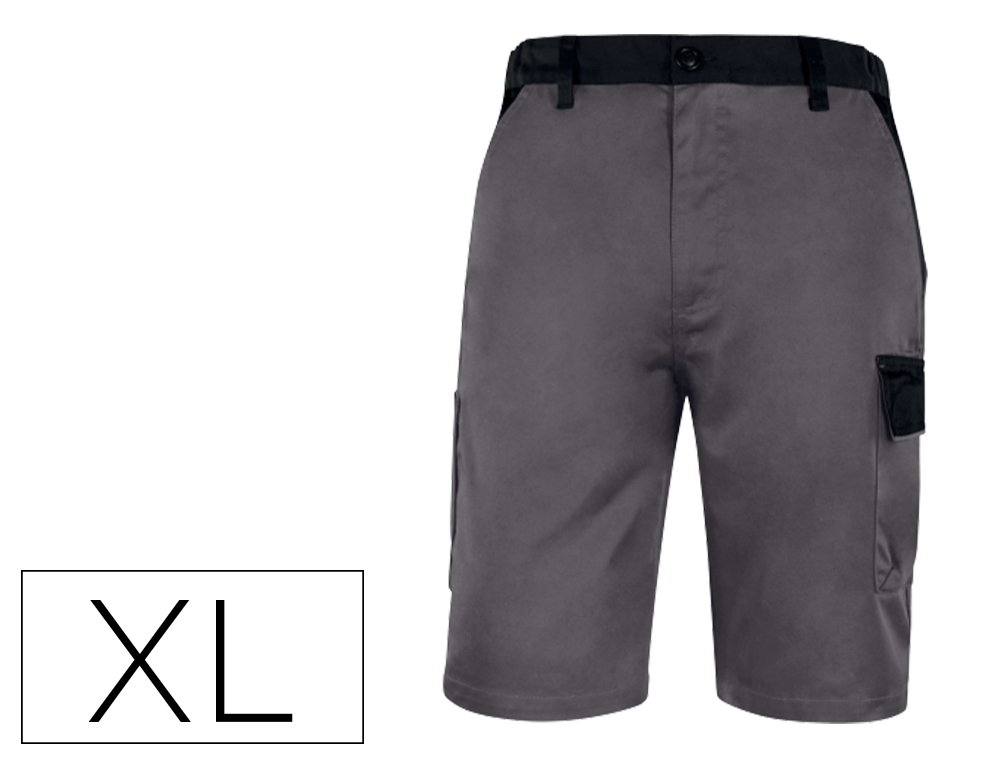 BERMUDA DELTAPLUS COM CINTURA AJUSTAVEL E 5 BOLSOS COR CINZA-VERDE TAMANHO XL