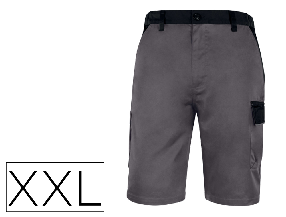BERMUDA DELTAPLUS COM CINTURA AJUSTAVEL E 5 BOLSOS COR CINZA-VERDE TAMANHO XXL