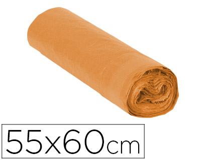 SACO DE LIXO DOMESTICO LARANJA COM AUTO FECHO 55 X 60 CM ROLO DE 15 BOLSAS