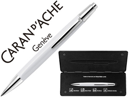 ESFEROGRAFICA CARAN D'ACHE ALCHEMIX CORPO LACADO BLANCA ADORNOS CROMADOS BRILHANTE COM ESTOJO PONTA MEDIA