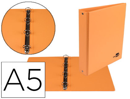 PASTA LIDERPAPEL CARTAO FORRADO PVC DIN A5 4 ANEIS 25 MM REDONDOS LARANJA