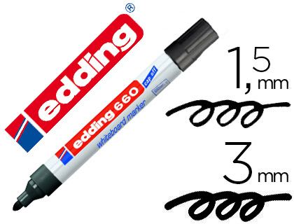 MARCADOR EDDING PARA QUADRO BRANCO 660 COR PRETO PONTA REDONDA 3 MM RECARREGAVEL