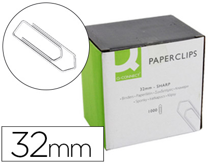 CLIPS NIQUELADOS Q-CONNECT 32 MM CAIXA DE 1000 UNIDADES