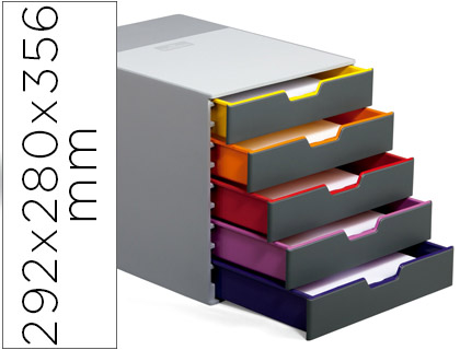BLOCO CLASSIFICADOR DE SECRETARIA DURABLE VARICOR EMPILHAVEIS 5 GAVETAS PLASTICO 292X280X356 MM