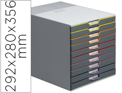 BLOCO CLASSIFICADOR DE SECRETARIA DURABLE VARICOR EMPILHAVEIS 10 GAVETAS PLASTICO 292X280X356 MM