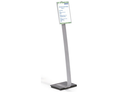 EXPOSITOR DURABLE DE CHAO ALTURA AJUSTAVEL COM PAINEL FRONTAL DIN A4 USO VERTICAL/HORIZONTAL COR PRATA 118 X111 CM