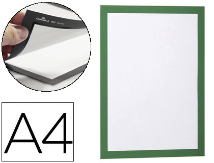 MOLDURA PORTA ANUNCIOS DURABLE MAGNETICO DIN A4 DORSO ADESIVO REMOVIVEL COR VERDE PACK DE 2 UNIDADES