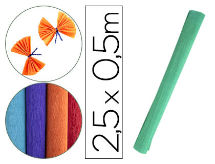 PAPEL CREPE LIDERPAPEL ROLO DE 50 CM X 2,5 M 85G/M2 VERDE