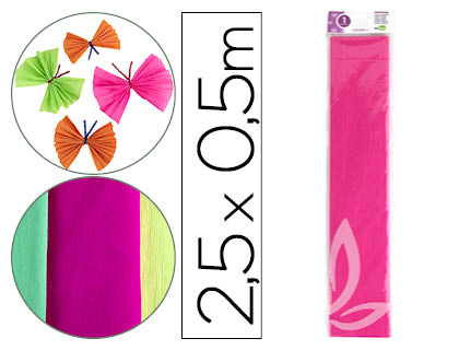 PAPEL CREPE LIDERPAPEL 50 CM X 2,5 M 34GR ROSA FLUORESCENTE