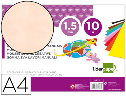 GOMA EVA LIDERPAPEL DIN A4 60 GR ESPESSURA 1,5MM BEGE PACK 10 FOLHAS