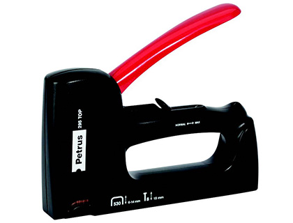 AGRAFADOR PETRUS 295 TOP ESPECIAL CORPO DE PLASTICO UTILIZA AGRAFES N 530 DE 6 A 14 MM E SACA-AGRAFES