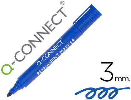 MARCADOR Q-CONNECT PERMANENTE AZUL PONTA REDONDA 3.0 MM