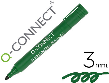 MARCADOR Q-CONNECT PERMANENTE VERDE PONTA REDONDA 3.0 MM