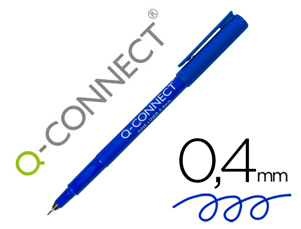 MARCADOR Q-CONNECT PONTA DE FIBRA FINE LINER AZUL 0.4 MM