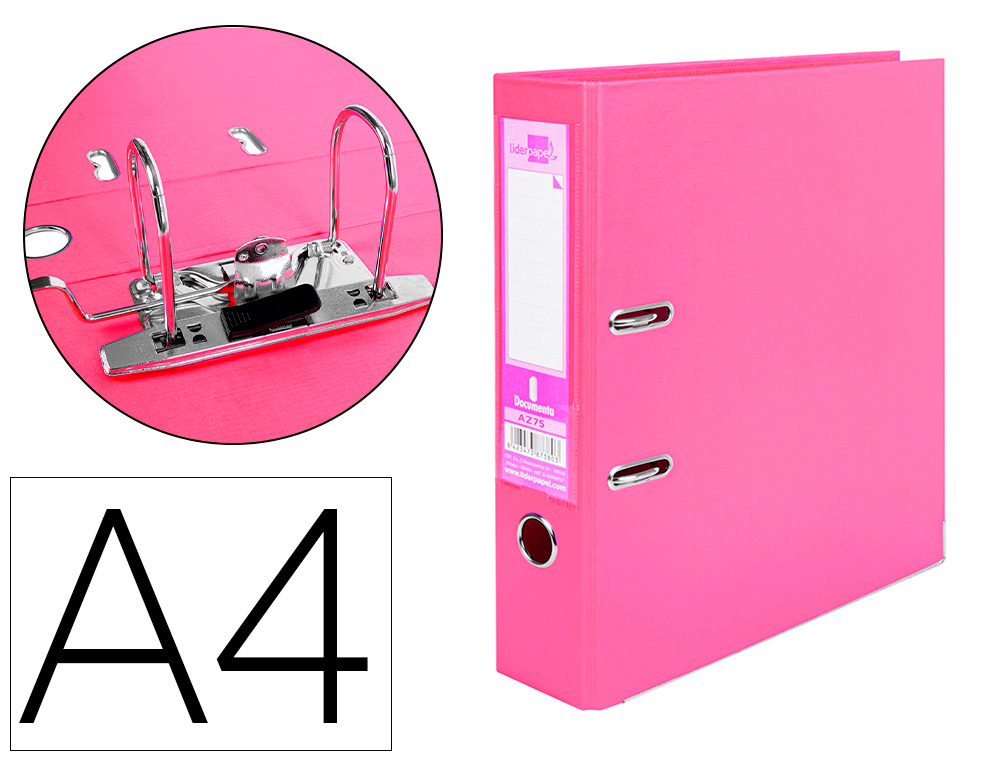 PASTA DE ARQUIVO DE ALAVANCA LIDERPAPEL DOCUMENTA PVC DIN A4 LOMBADA 75 MM ROSA