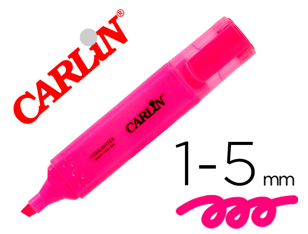 MARCADOR CARLIN FLUORESCENTE ROSA PONTA BISELADA