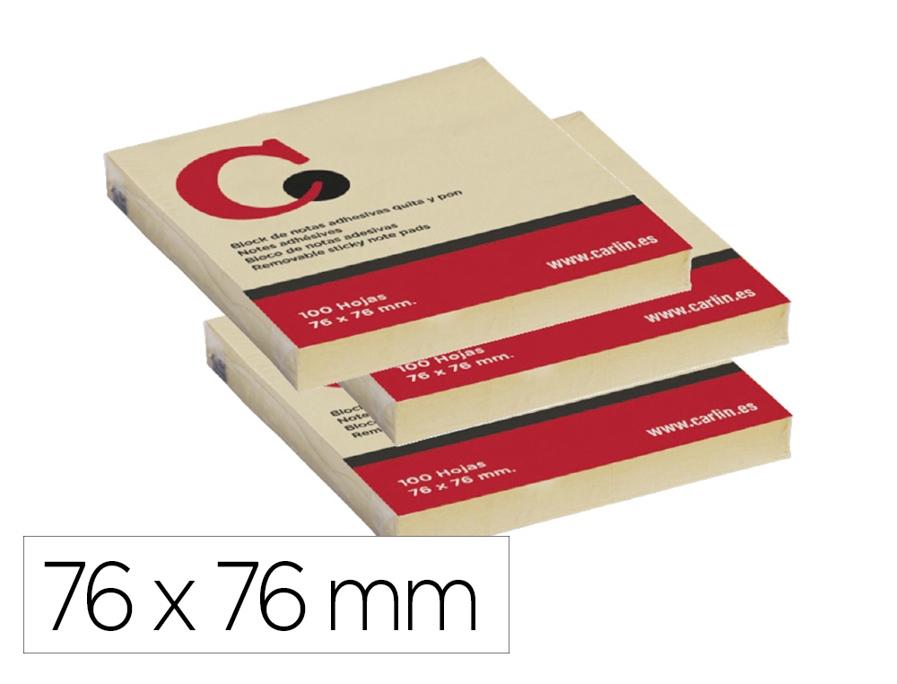 BLOCO DE NOTAS ADESIVAS CARLIN 76X76 MM COM 100 FOLHAS