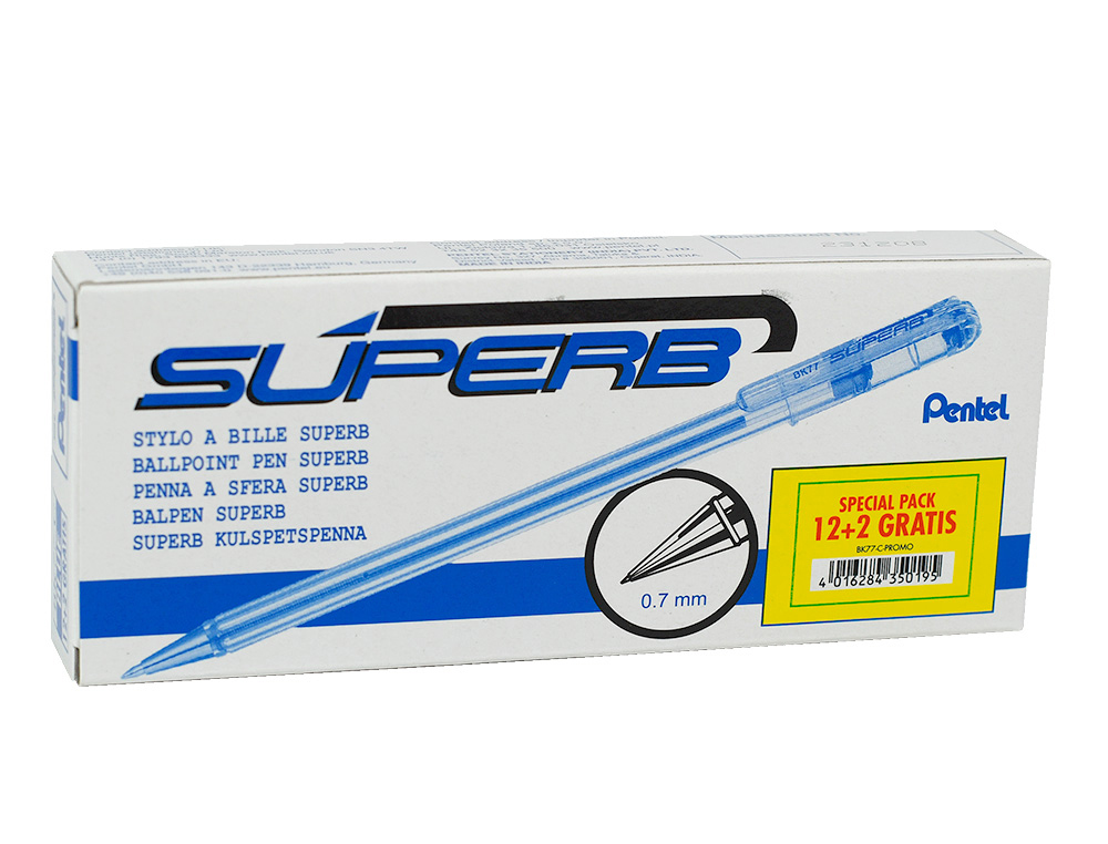 ESFEROGRAFICA PENTEL BK77 AZUL PACK 12+2 UNIDADES